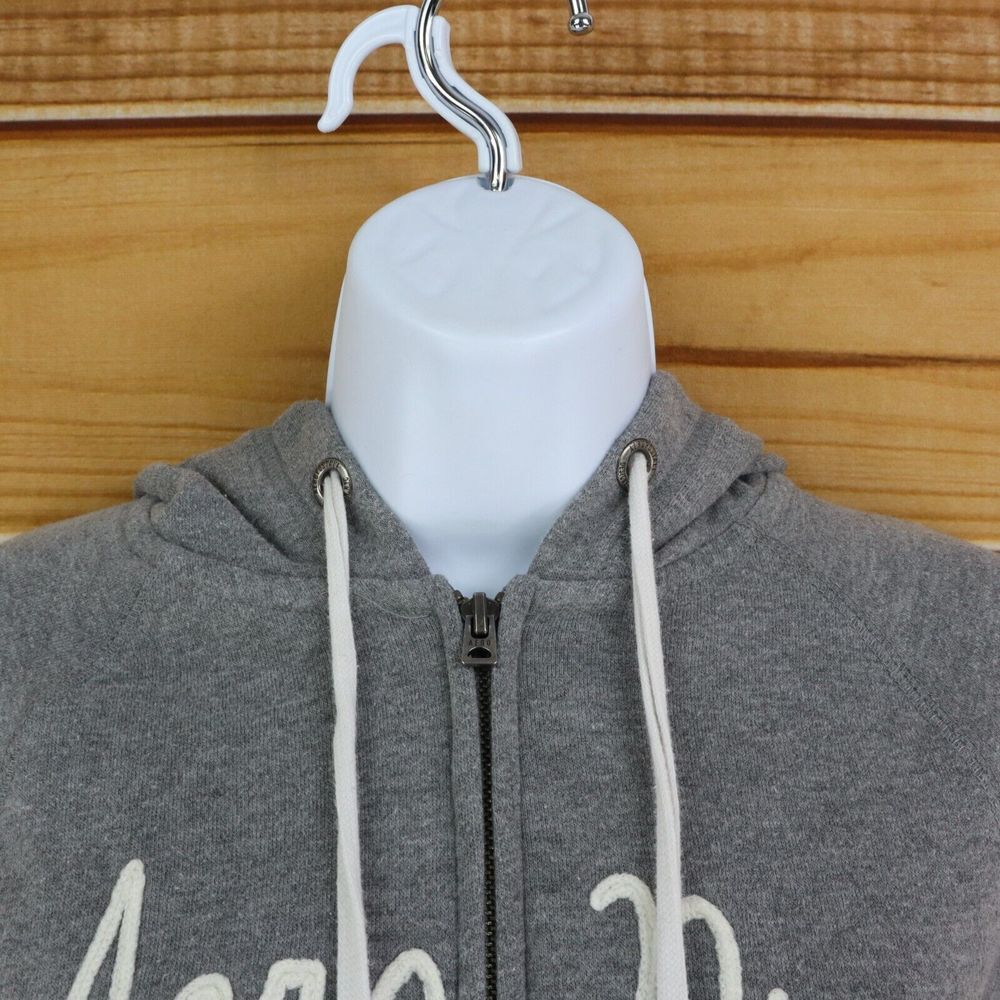 Aeropostale "NYC" Full Zip Hoodie Jacket Fleece-Lined Womens M 19 Gray Pockets - Picture 4 of 8